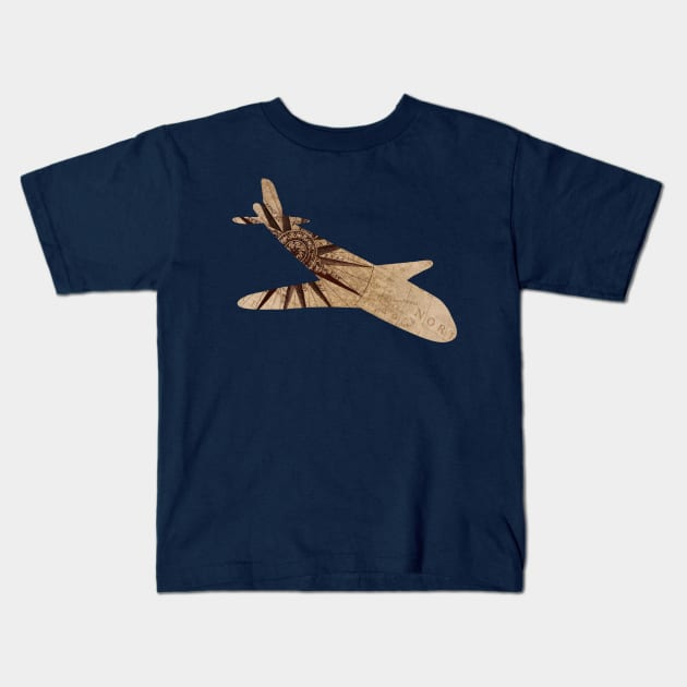 Cartography plane map Kids T-Shirt by raosnop